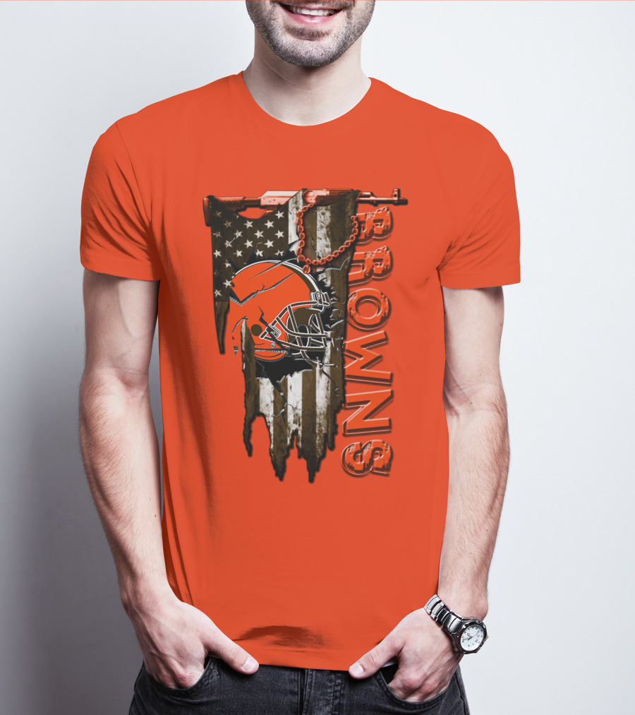 Cleveland Browns American Flag Football Helmet Browns T-Shirt
