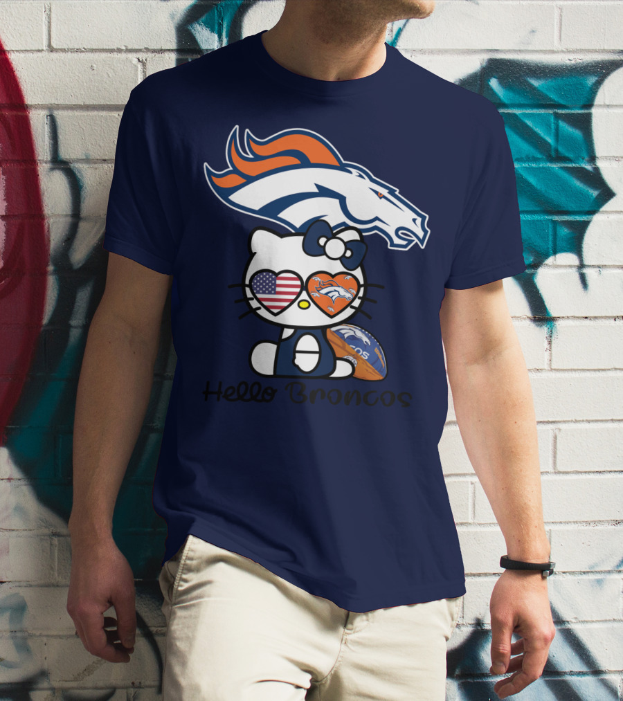 Hello Broncos Denver Broncos Football Hello Kitty T-Shirt