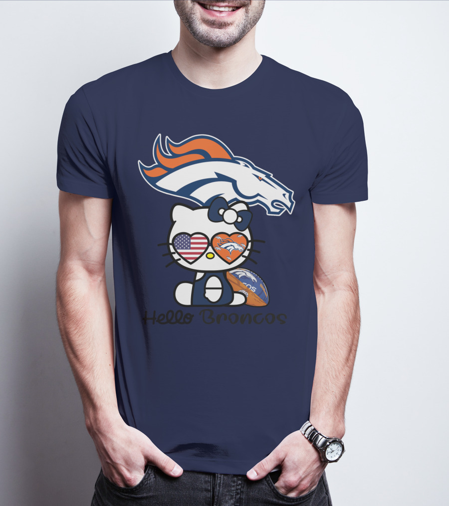 Hello Broncos Denver Broncos Football Hello Kitty T-Shirt