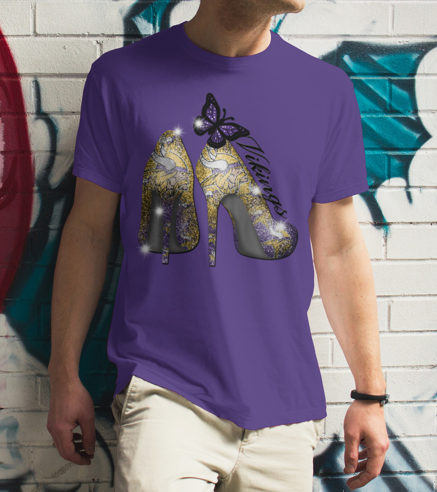 Minnesota Vikings High Heels Butterfly Sparkle T-Shirt