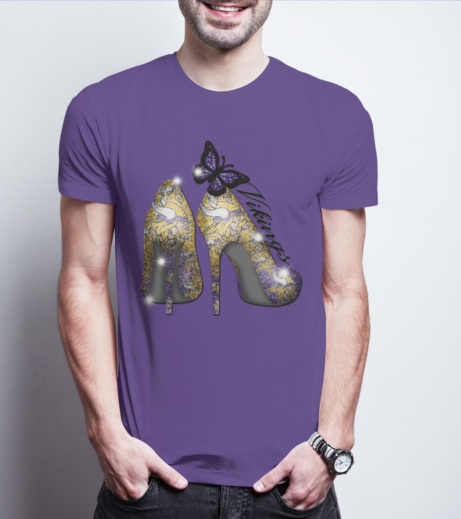 Minnesota Vikings High Heels Butterfly Sparkle T-Shirt