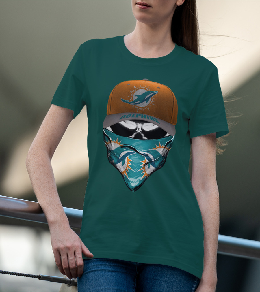 Dolphins Miami Dolphins Logo Mask And Cap T-Shirt