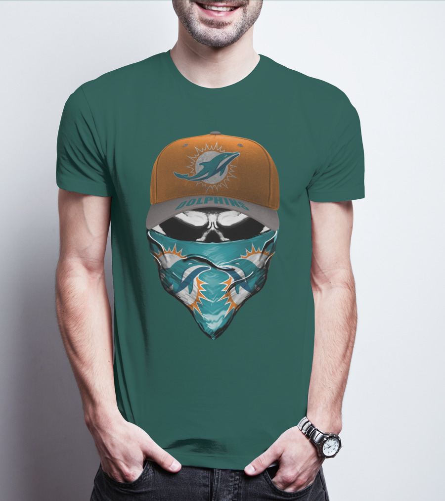 Dolphins Miami Dolphins Logo Mask And Cap T-Shirt