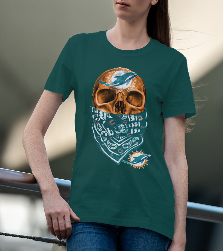 Miami Dolphins Skull Bandana T-Shirt