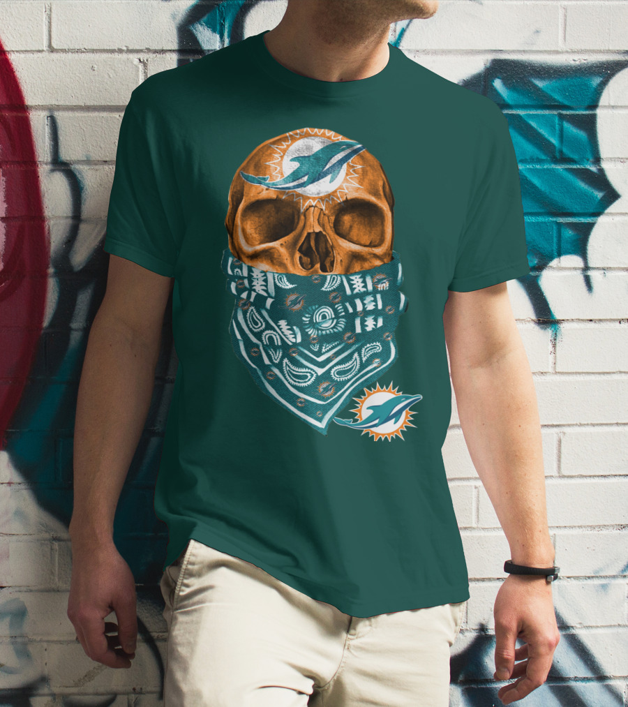 Miami Dolphins Skull Bandana T-Shirt