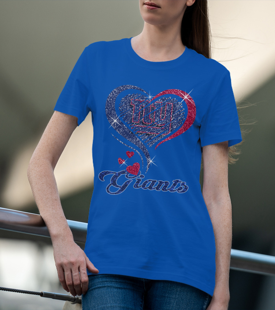 Giants New York Heart Logo Sparkle T-Shirt
