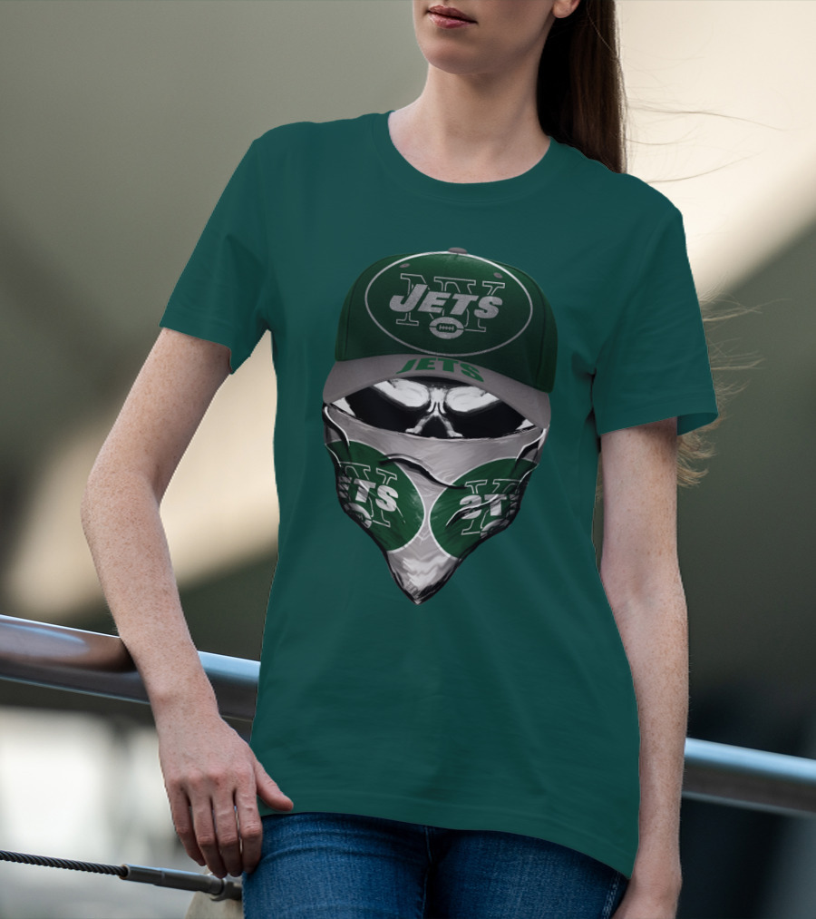 New York Jets Football Fan Mask And Cap Set T-Shirt