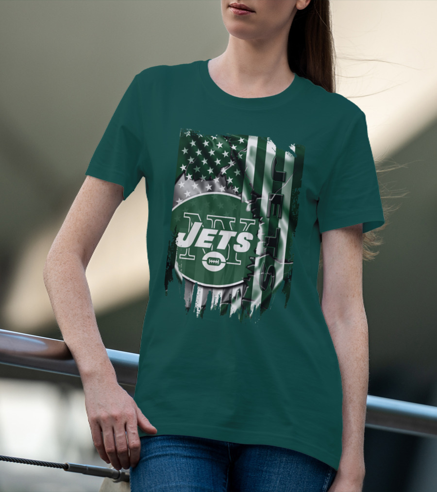 New York Jets American Flag Football T-Shirt