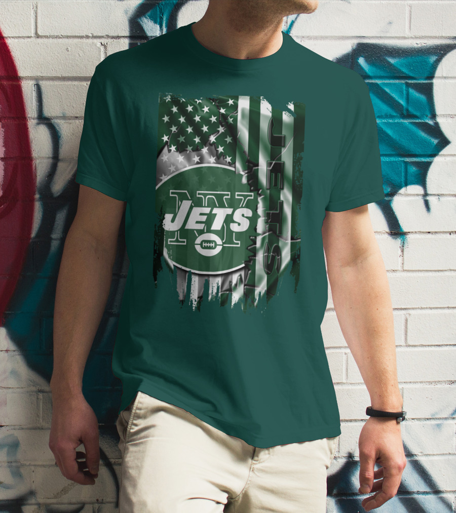 New York Jets American Flag Football T-Shirt