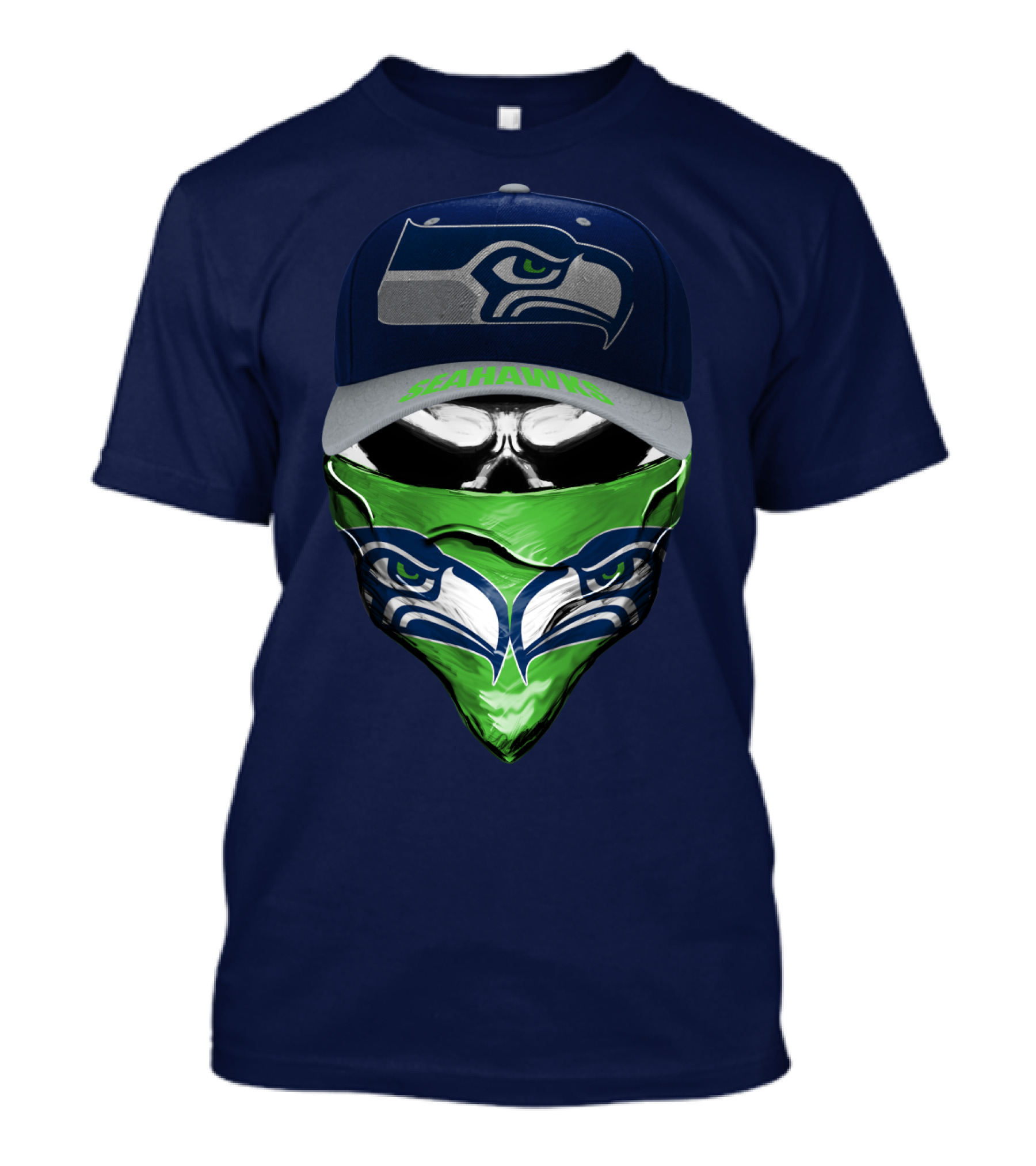Seattle Seahawks Logo Hat And Bandana T-Shirt