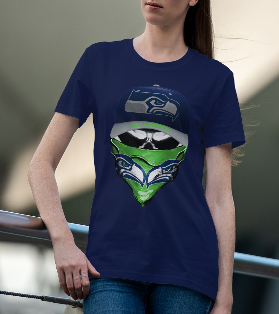 Seattle Seahawks Logo Hat And Bandana T-Shirt