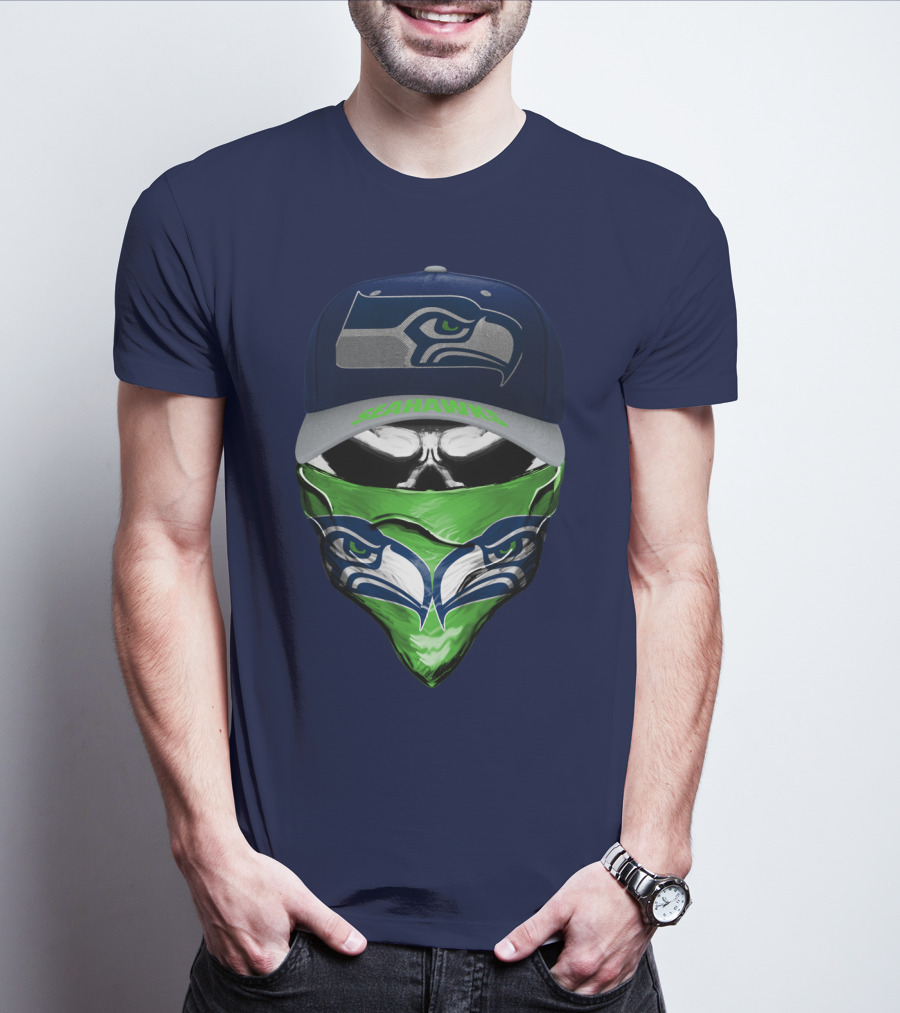 Seattle Seahawks Logo Hat And Bandana T-Shirt