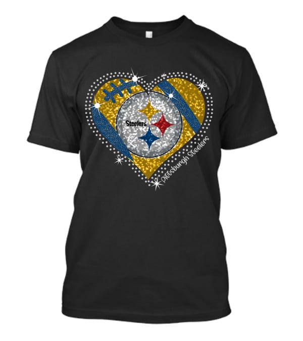 Pittsburgh Steelers Heart Sparkle Football T-Shirt