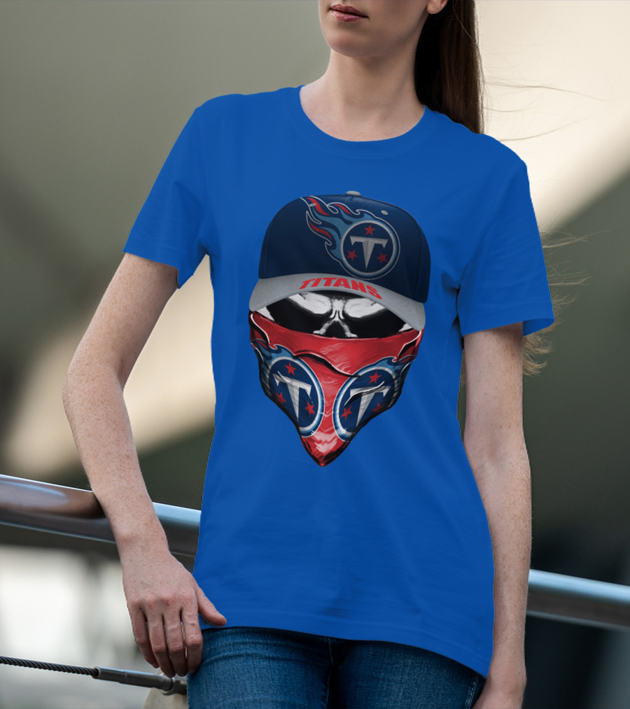 Tennessee Titans Logo Bandana And Cap Combination T-Shirt