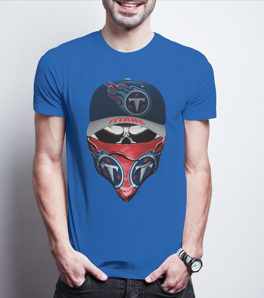 Tennessee Titans Logo Bandana And Cap Combination T-Shirt