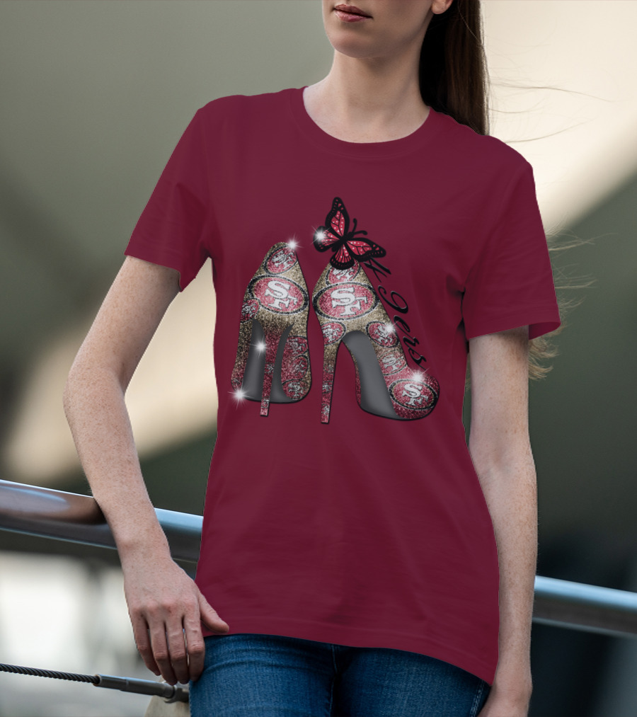 San Francisco 49ers High Heels Butterfly Sparkle T-Shirt