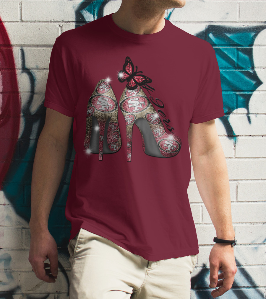 San Francisco 49ers High Heels Butterfly Sparkle T-Shirt