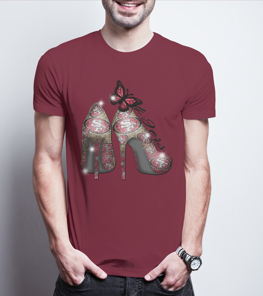 San Francisco 49ers High Heels Butterfly Sparkle T-Shirt
