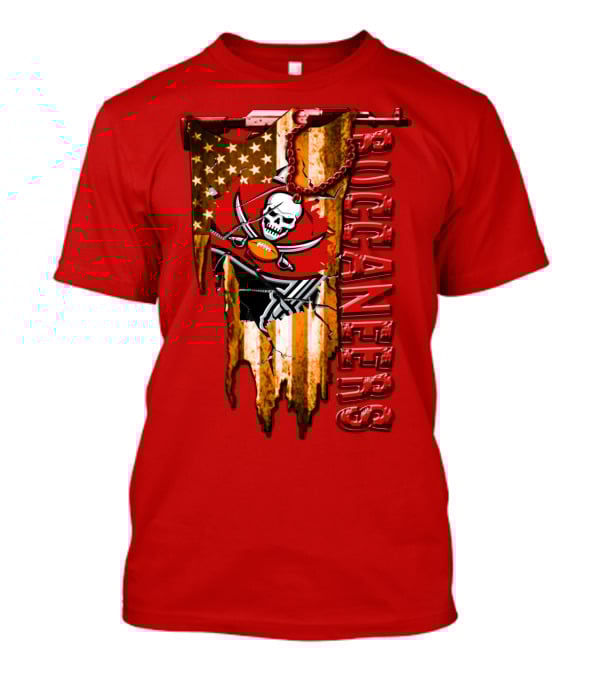 Tampa Bay Buccaneers American Flag Skull T-Shirt