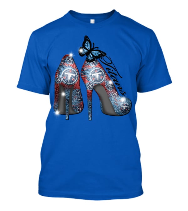 Tennessee Titans Sparkling High Heels And Butterfly T-Shirt