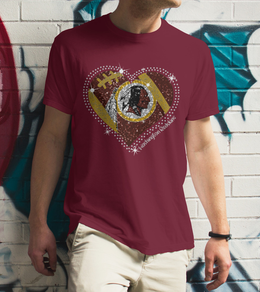 Washington Redskins Heart Football T-Shirt