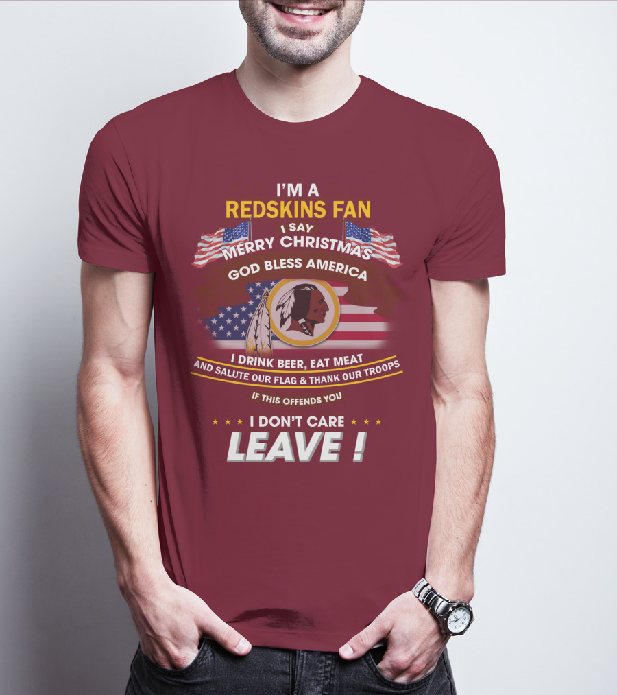 I'm A Redskins Fan Merry Christmas God Bless America T-Shirt