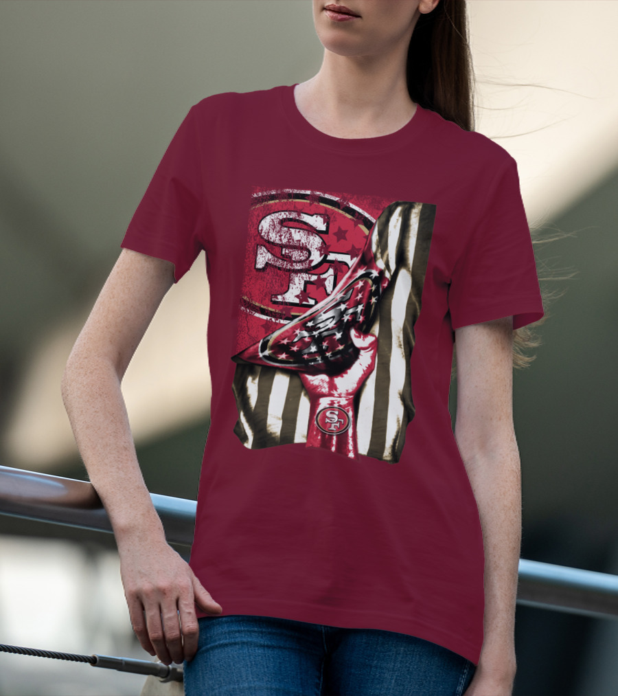 San Francisco 49ers Sf Hand Flag Stars Stripes T-Shirt