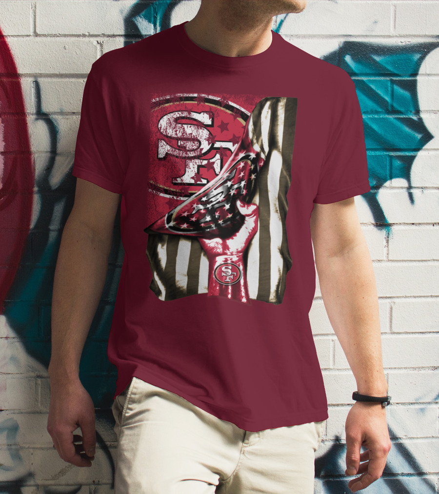 San Francisco 49ers Sf Hand Flag Stars Stripes T-Shirt