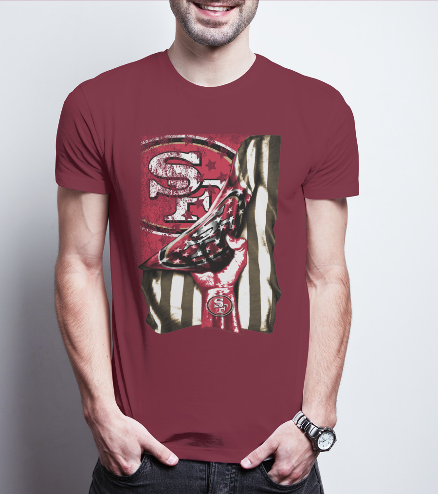 San Francisco 49ers Sf Hand Flag Stars Stripes T-Shirt