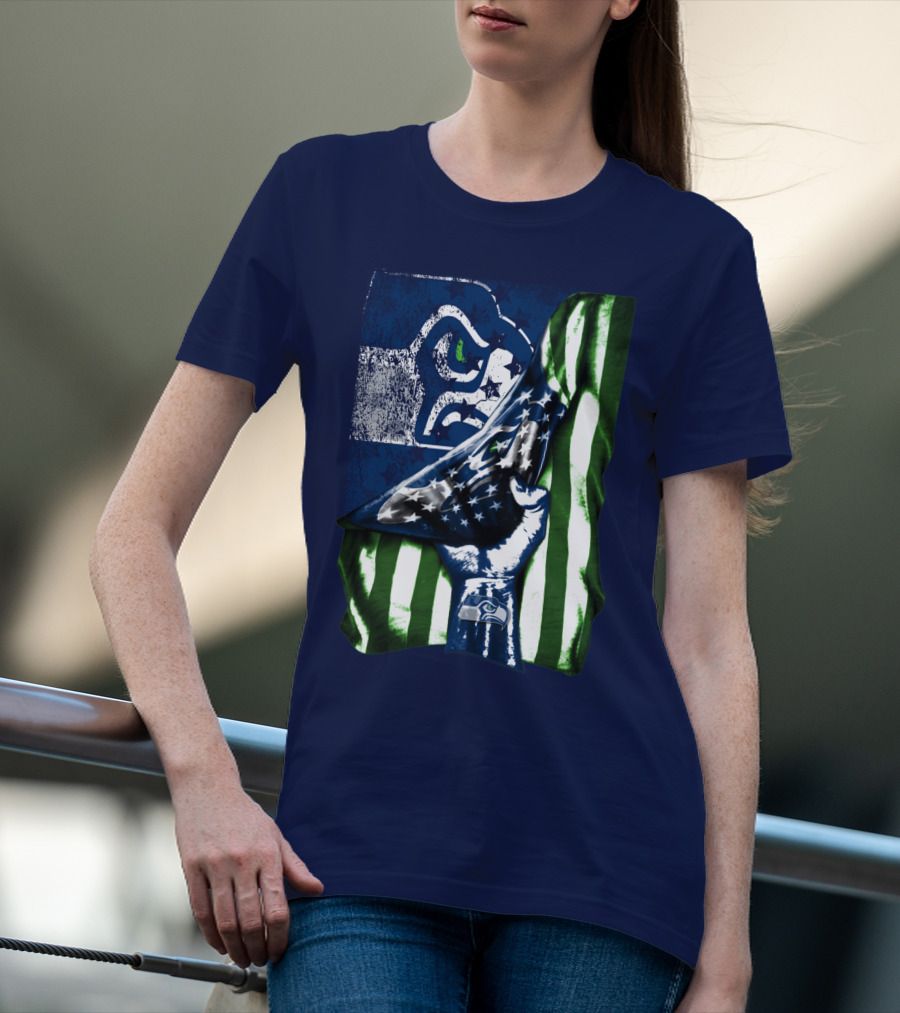 Seattle Seahawks American Flag Fist T-Shirt