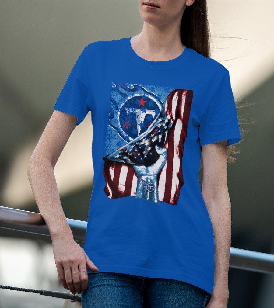 Tennessee Titans American Flag Stars And Stripes Team T-Shirt