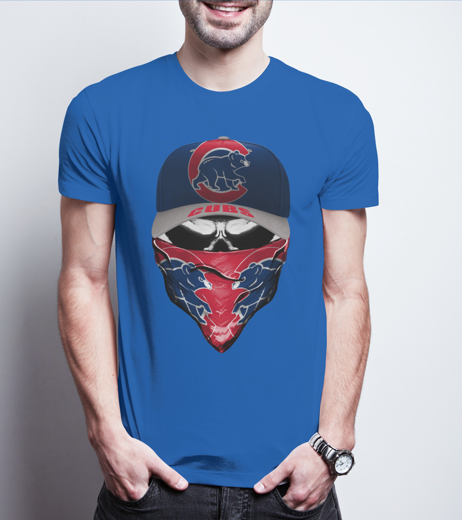Chicago Cubs Bear Logo Cap And Bandana Combo T-Shirt