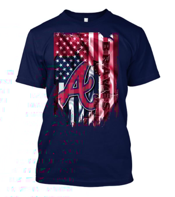 Atlanta Braves American Flag Grunge Style T-Shirt