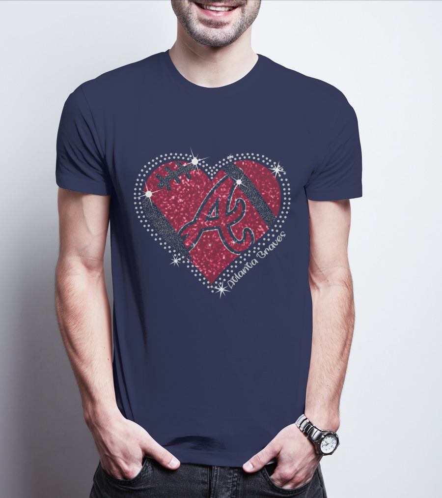 Atlanta Braves Heart With Sparkling Baseball T-Shirt