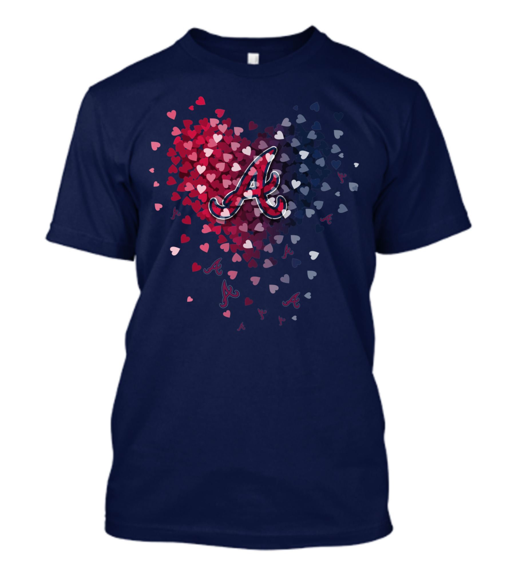Atlanta Braves Heart Logo With Falling Hearts In Red And Blue T-Shirt