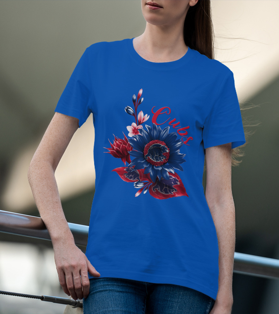 Cubs Blue And Red Floral T-Shirt