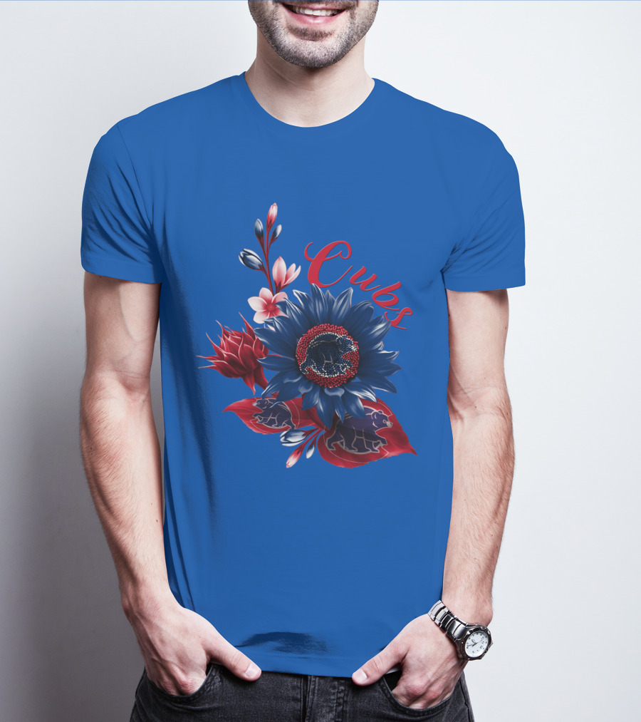 Cubs Blue And Red Floral T-Shirt
