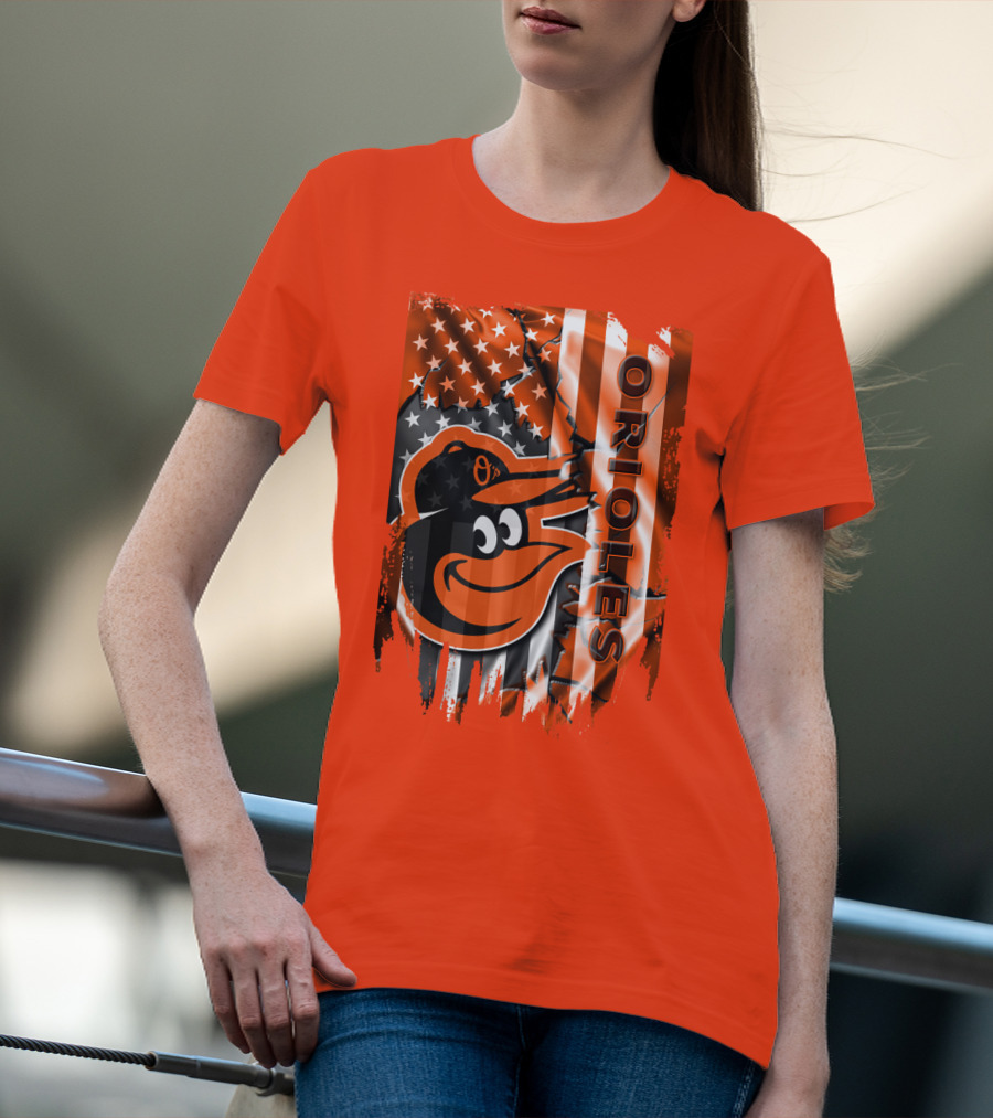 Baltimore Orioles American Flag Bird T-Shirt