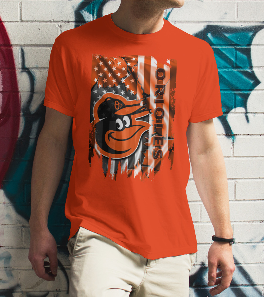 Baltimore Orioles American Flag Bird T-Shirt