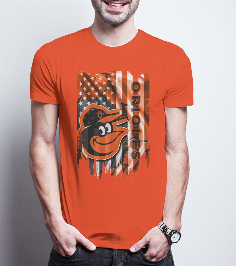 Baltimore Orioles American Flag Bird T-Shirt
