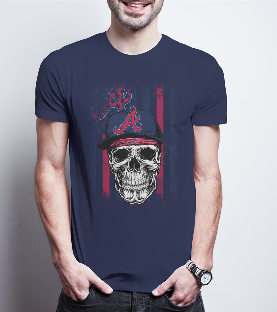 Atlanta Braves Skull With Cap And Team T-Shirt