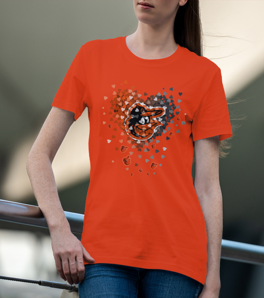 Baltimore Orioles Heart Pattern With Team T-Shirt