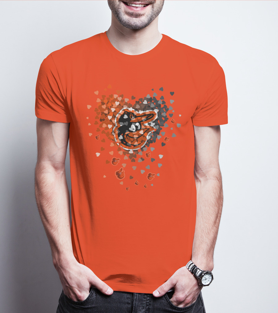 Baltimore Orioles Heart Pattern With Team T-Shirt