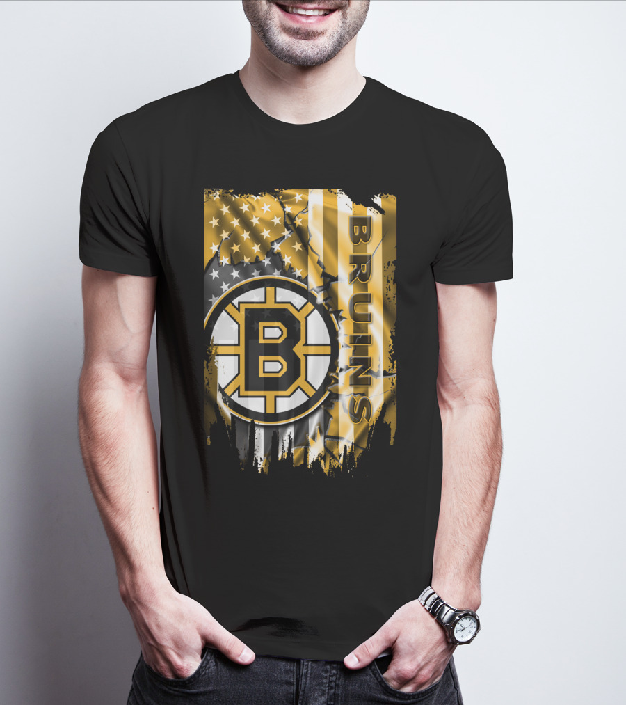 Boston Bruins American Flag Logo Stars And Stripes T-Shirt