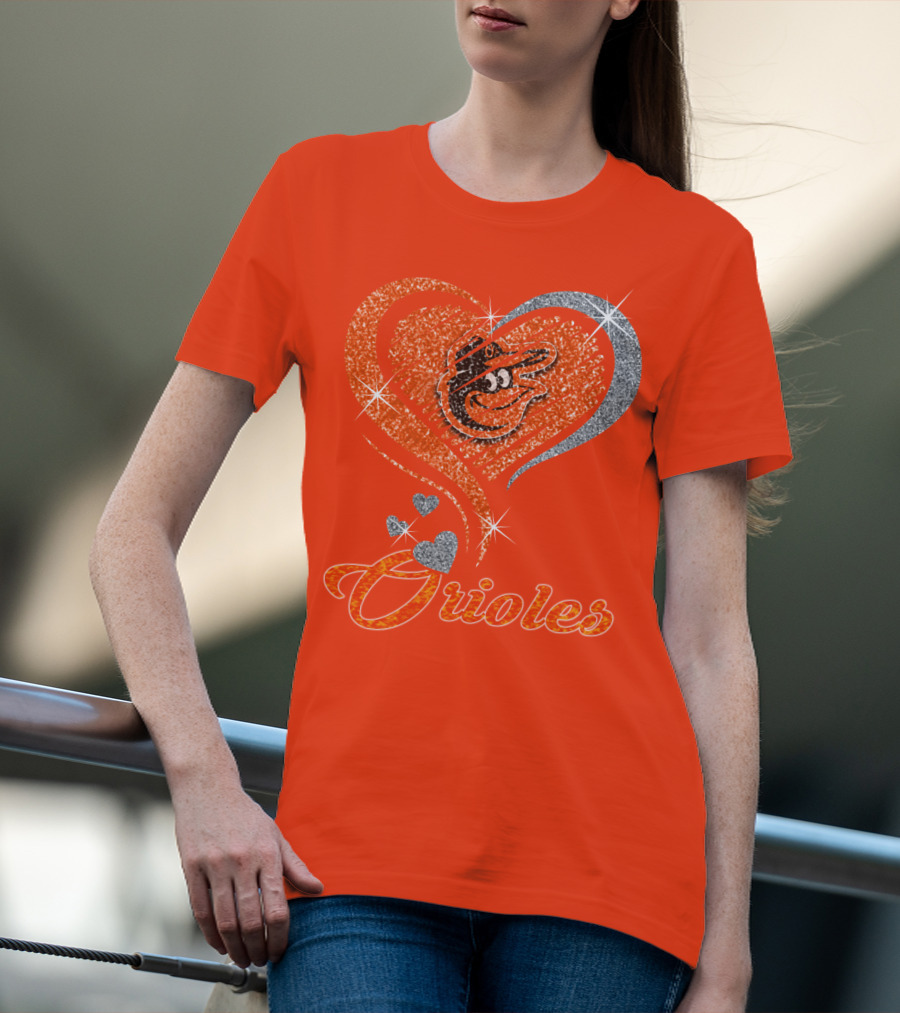 Orioles Heart Sparkle Design Baltimore Orioles T-Shirt