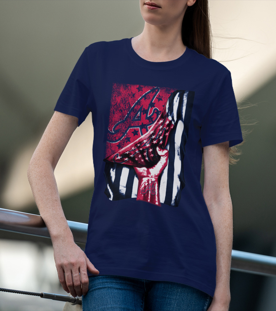 Atlanta Braves A Logo Stars And Stripes Flag T-Shirt