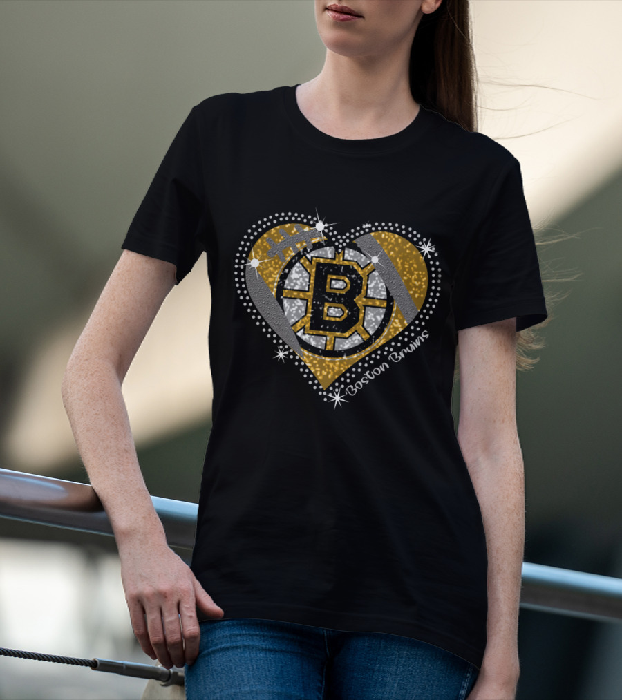 Boston Bruins Sparkling Heart T-Shirt