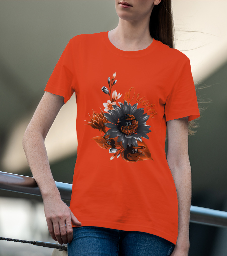 Orioles Sunflower Floral Design Baltimore Orioles T-Shirt
