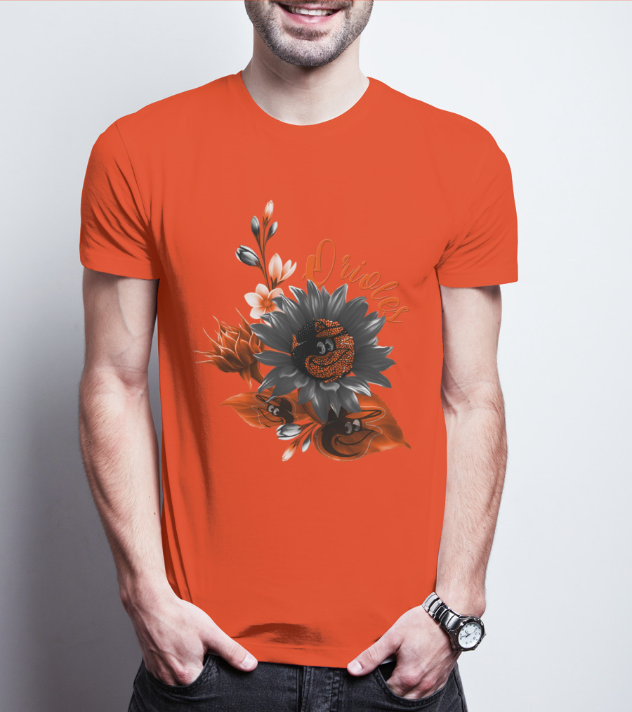 Orioles Sunflower Floral Design Baltimore Orioles T-Shirt