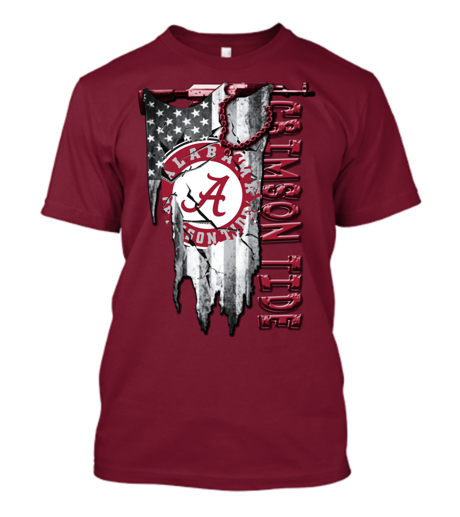Alabama Crimson Tide American Flag Distressed T-Shirt